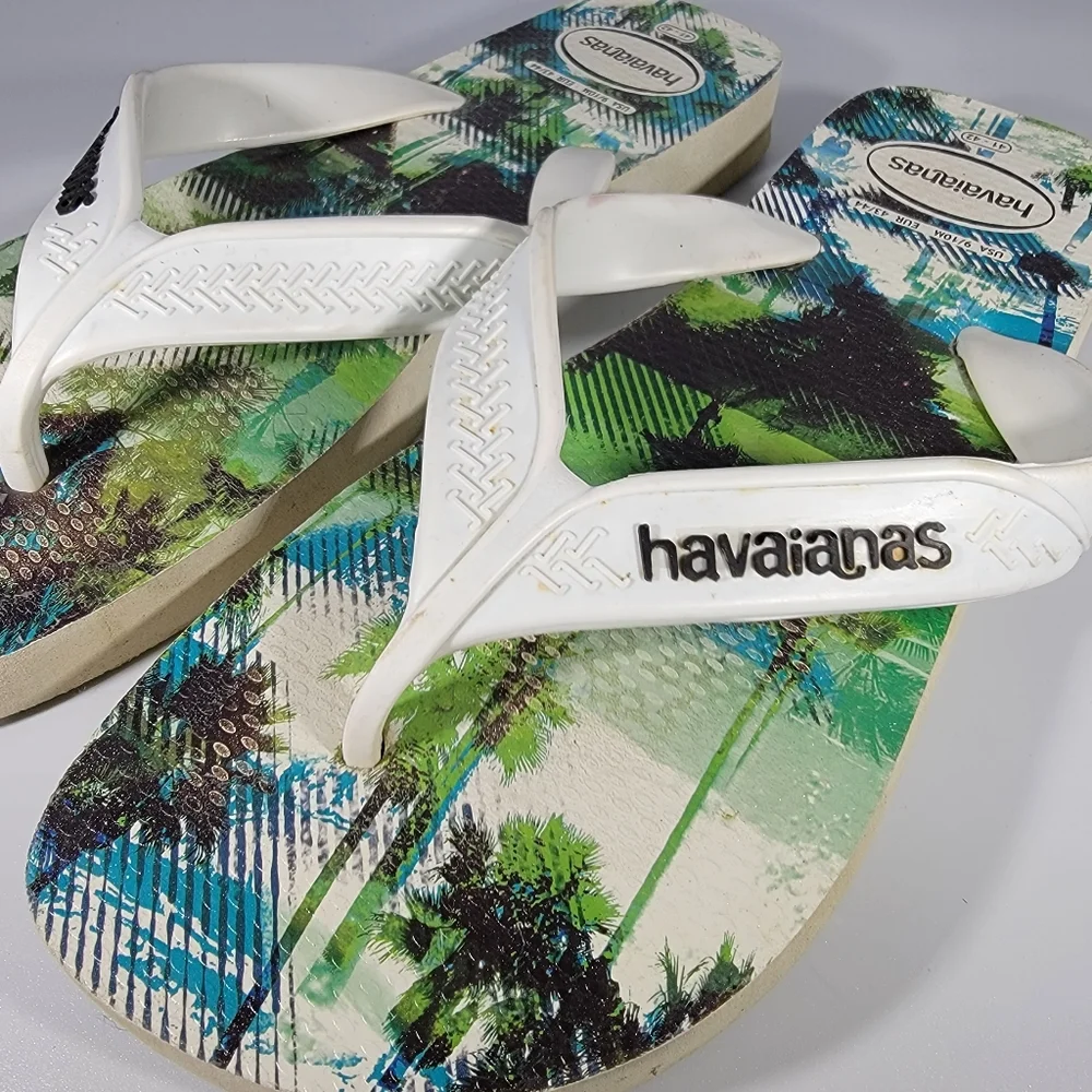 Havaianas 9/10 Mens Surf Flip Flops Sandals Shoes Photoprint Surfer White